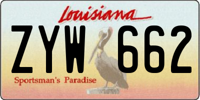 LA license plate ZYW662