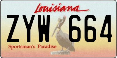 LA license plate ZYW664