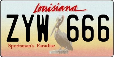 LA license plate ZYW666