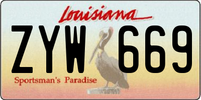 LA license plate ZYW669