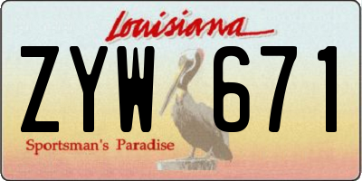 LA license plate ZYW671