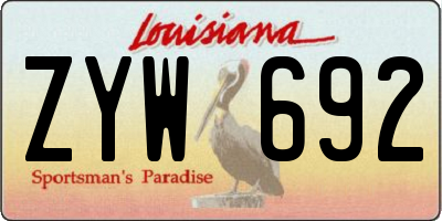 LA license plate ZYW692