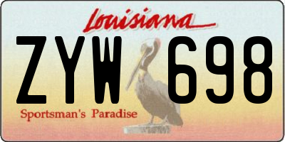 LA license plate ZYW698