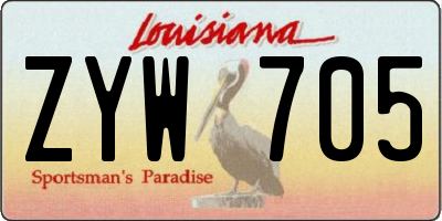 LA license plate ZYW705