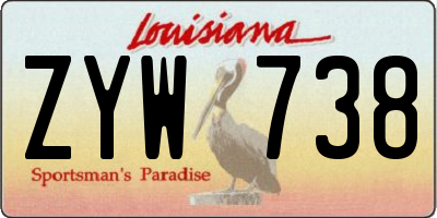 LA license plate ZYW738