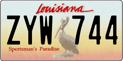 LA license plate ZYW744