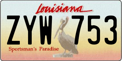 LA license plate ZYW753
