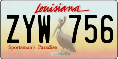 LA license plate ZYW756