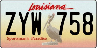 LA license plate ZYW758