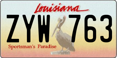 LA license plate ZYW763