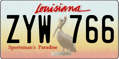 LA license plate ZYW766