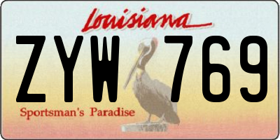 LA license plate ZYW769