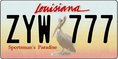 LA license plate ZYW777