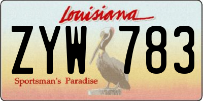 LA license plate ZYW783