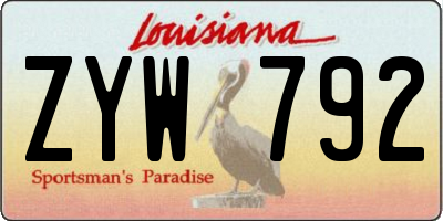 LA license plate ZYW792