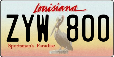LA license plate ZYW800