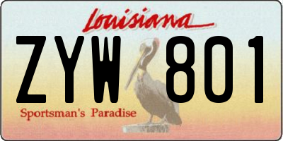 LA license plate ZYW801