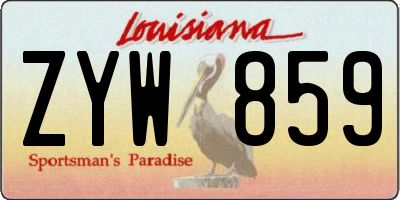 LA license plate ZYW859