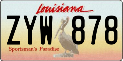 LA license plate ZYW878