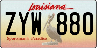LA license plate ZYW880