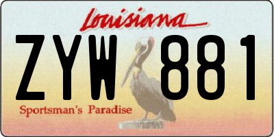 LA license plate ZYW881