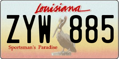 LA license plate ZYW885