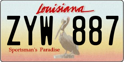LA license plate ZYW887