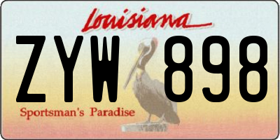 LA license plate ZYW898