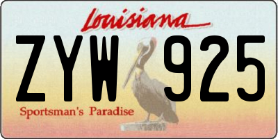 LA license plate ZYW925