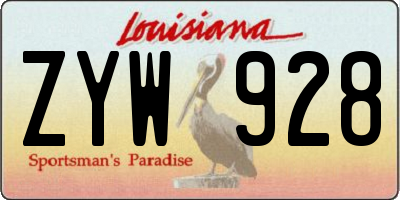 LA license plate ZYW928