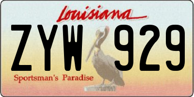 LA license plate ZYW929