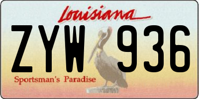 LA license plate ZYW936