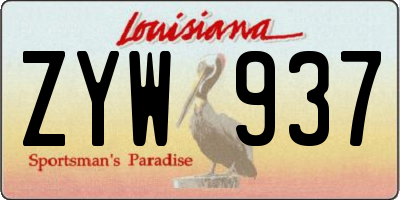 LA license plate ZYW937