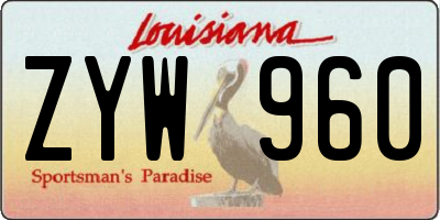 LA license plate ZYW960