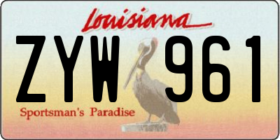 LA license plate ZYW961