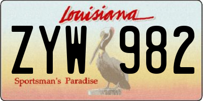 LA license plate ZYW982