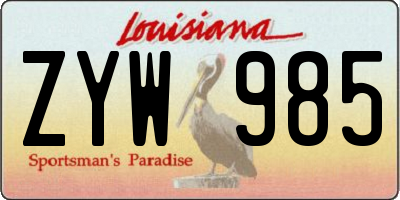 LA license plate ZYW985