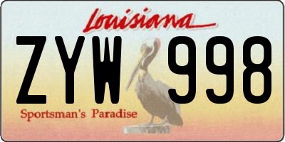 LA license plate ZYW998
