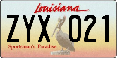 LA license plate ZYX021