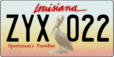LA license plate ZYX022