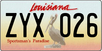 LA license plate ZYX026