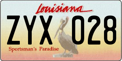 LA license plate ZYX028