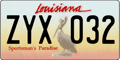 LA license plate ZYX032