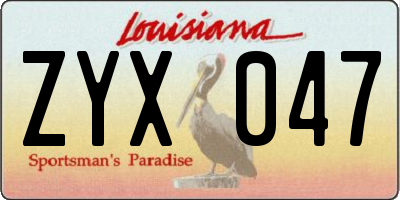 LA license plate ZYX047