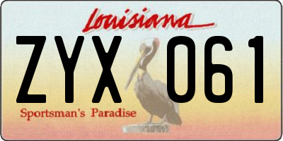 LA license plate ZYX061