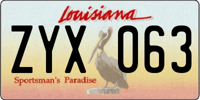 LA license plate ZYX063