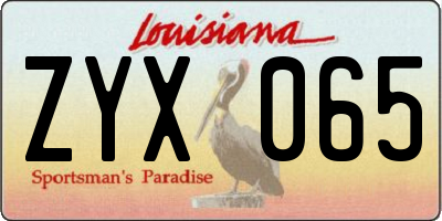 LA license plate ZYX065