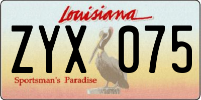 LA license plate ZYX075