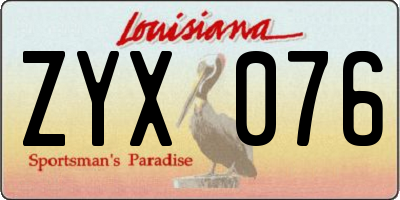 LA license plate ZYX076