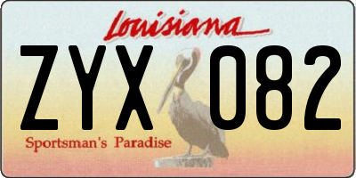 LA license plate ZYX082